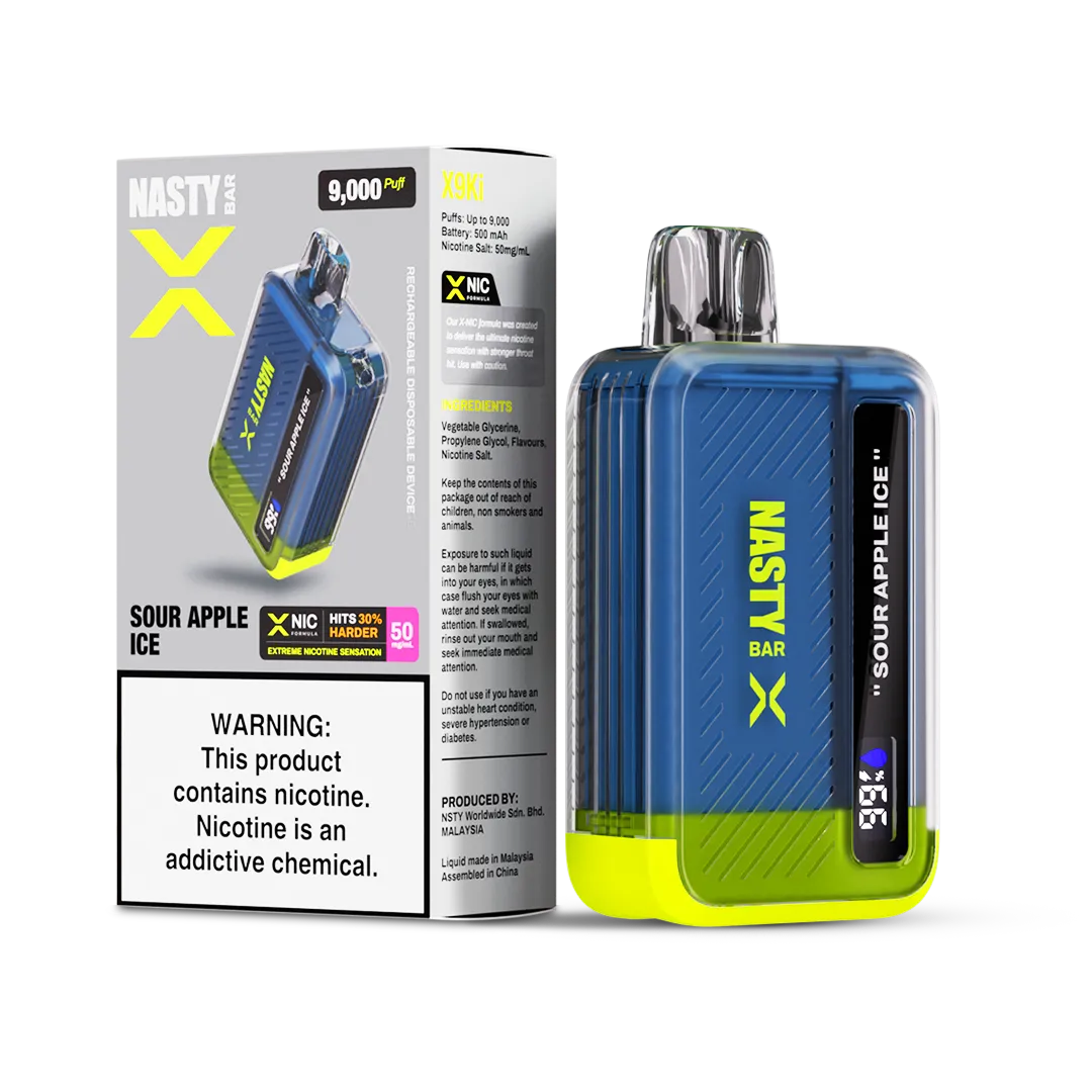 NASTY X9Ki INTENSE NIC HIT 9000 PUFFS 5% – SOUR APPLE ICE