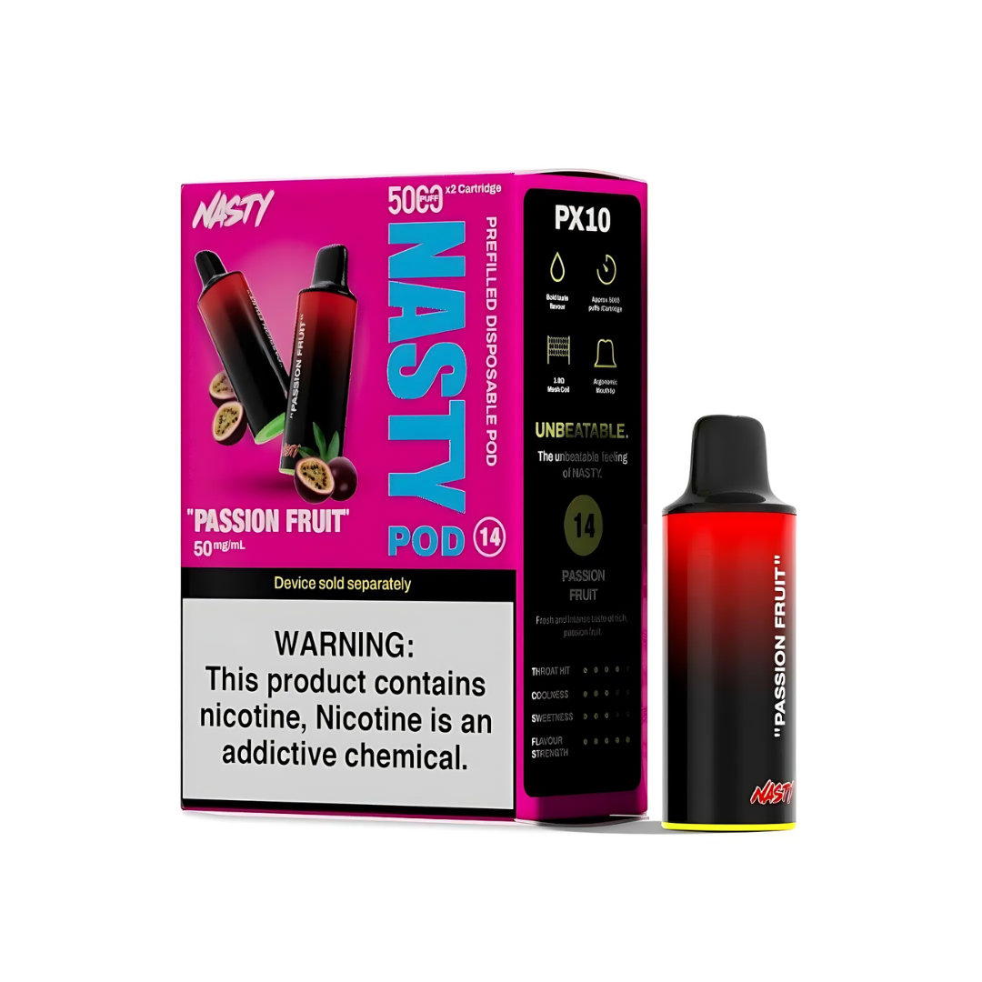 NASTY PX10 POD (2 X 5000 PUFF PODS) – 5% PASSIONFRUIT