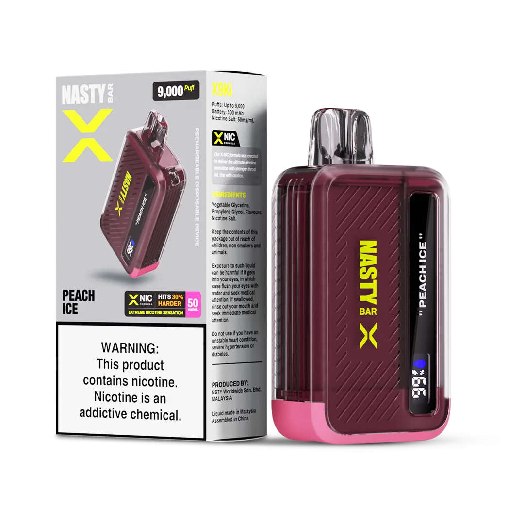 NASTY X9Ki INTENSE NIC HIT 9000 PUFFS 5% – PEACH ICE