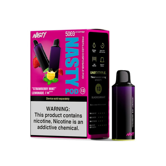 NASTY PX10 POD (2 X 5000 PUFF PODS) – 5% STRAWBERRY MINT LEMONADE