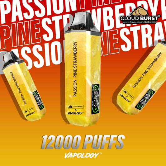 CLOUDBURST X VAPOLOGY 12 000 PUFFS 2% – PASSION PINE STRAWBERRY