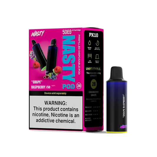 NASTY PX10 POD (2 X 5000 PUFF PODS) – 5% GRAPE RASPBERRY